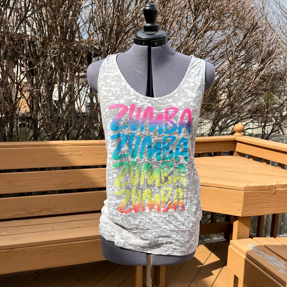 VINTAGE Zumba Rainbow Bubble Tank Gray L/XL - RUNS SMALL